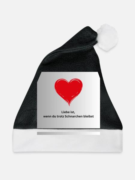 Liebe-Schnarchen - Weihnachtsmütze - Schwarz/Weiß