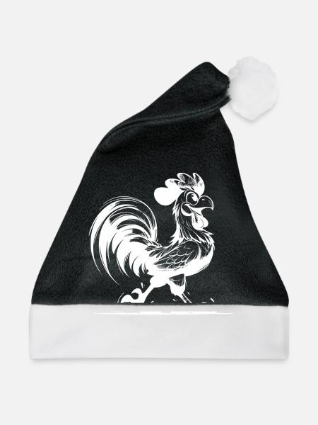 Mein Kamm, mein Hof, mein Style ich bin der Gockel - Weihnachtsmütze - Schwarz/Weiß - Vorne