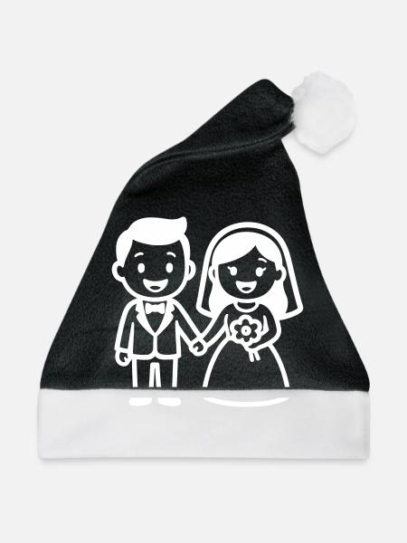 Hochzeitspaar Ehepaar - Weihnachtsmütze - Schwarz/Weiß