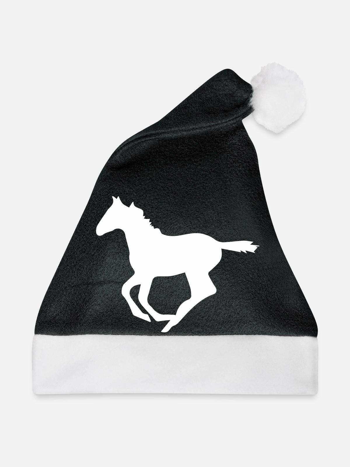 pferd - Weihnachtsmütze - Schwarz/Weiß - Vorne
