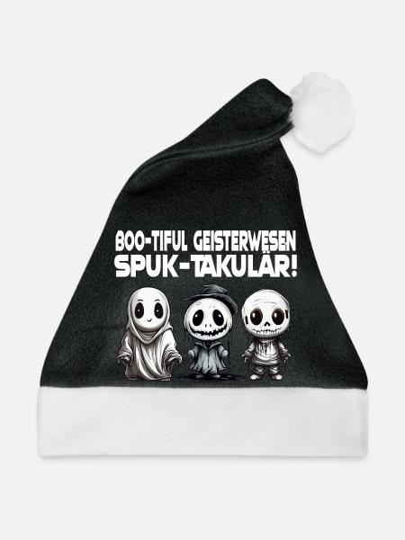 Geisterwesen Spruch Halloween Design - Weihnachtsmütze - Schwarz/Weiß