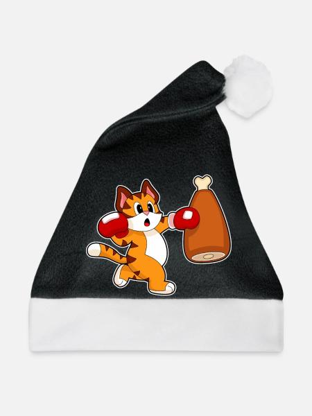 Tiger Boxer Boxsack Boxen - Weihnachtsmütze - Schwarz/Weiß