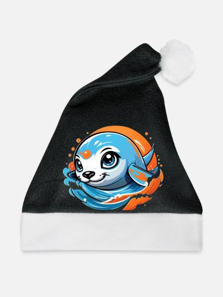 Süßes Robbenbaby - Weihnachtsmütze - Schwarz/Weiß