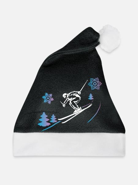 Skifahrer im Winterschnee - Weihnachtsmütze - Schwarz/Weiß