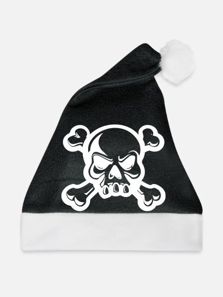 Totenkopf Skelett Knochen Symbol - Weihnachtsmütze - Schwarz/Weiß