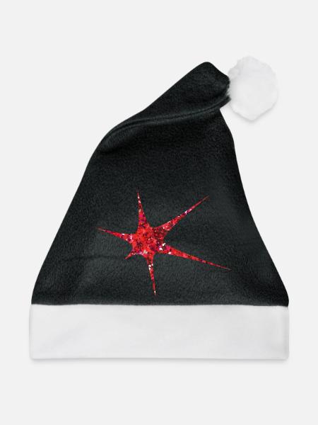 Roter Glitzer Starburst Funkeln - Weihnachtsmütze - Schwarz/Weiß