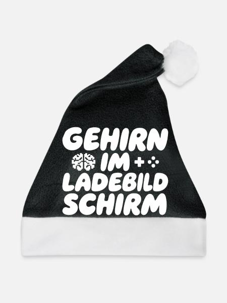 Gehirn im Ladebildschirm - Weihnachtsmütze - Schwarz/Weiß - Vorne
