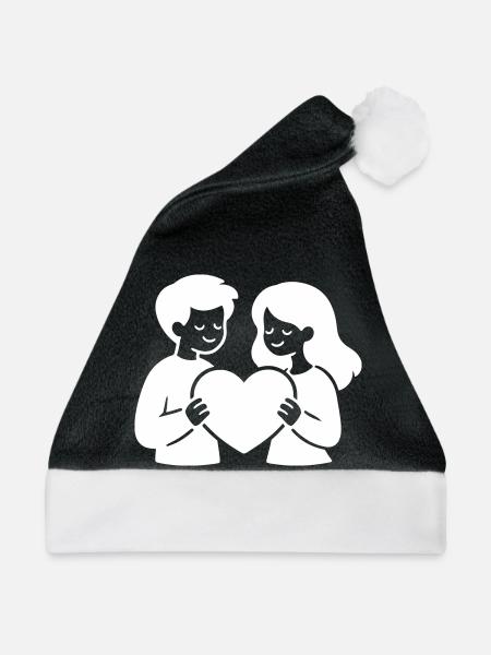 Liebespaar Verliebt Herz - Weihnachtsmütze - Schwarz/Weiß