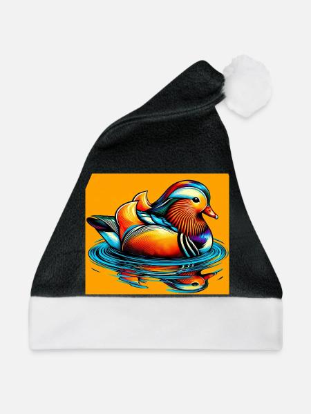 Mandarinente - Weihnachtsmütze - Schwarz/Weiß