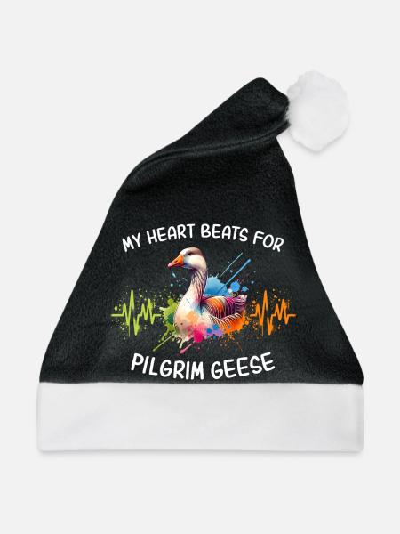 Pilgrim Gans Herzlinie - Weihnachtsmütze - Schwarz/Weiß
