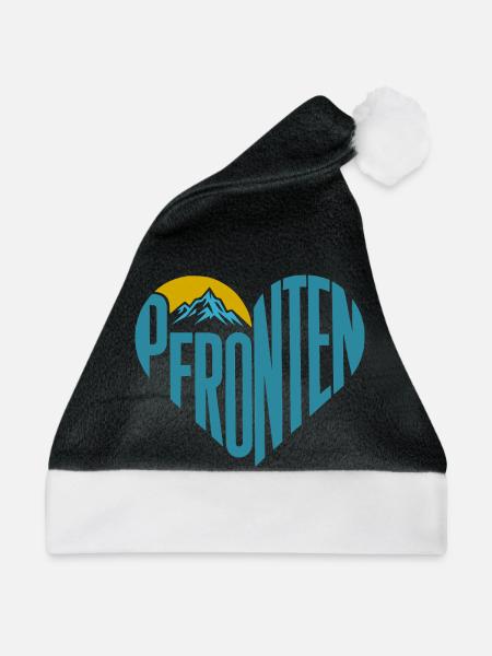 Pfronten Bergsilhouette Herz-Typografie - Weihnachtsmütze - Schwarz/Weiß