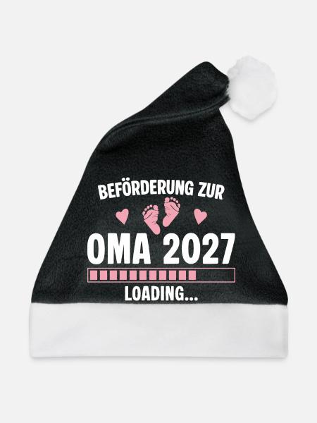 Beförderung zur Oma 2027 - Loading Nachwuchs - Weihnachtsmütze - Schwarz/Weiß