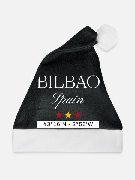 Bilbao Spanien Souvenir – Reise minimalistisch - Weihnachtsmütze - Schwarz/Weiß - Vorne