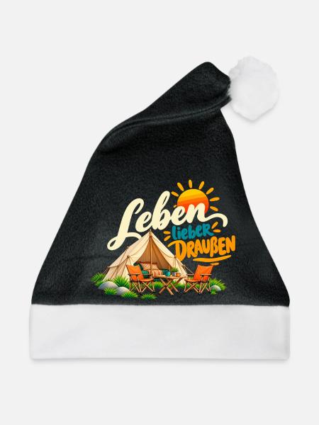 Leben Draußen Camping Vibes - Weihnachtsmütze - Schwarz/Weiß
