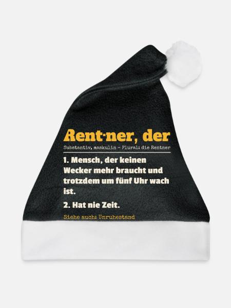 Rentner Definition Lustiger Spruch Ruhestand Rente - Weihnachtsmütze - Schwarz/Weiß - Vorne