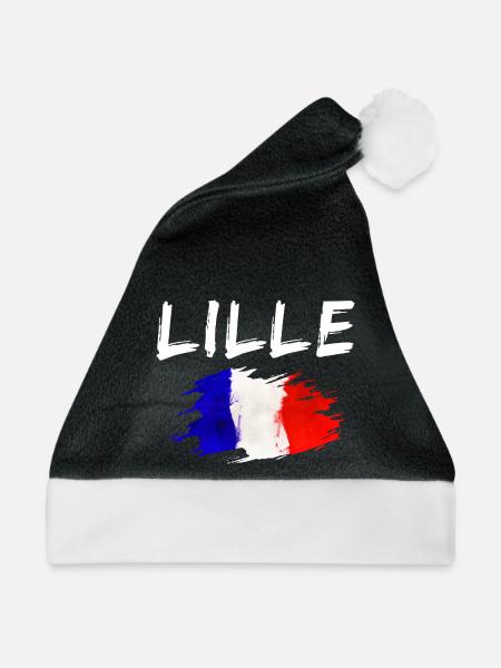 Lille Frankreich Flagge Stadt Lille - Weihnachtsmütze - Schwarz/Weiß - Vorne