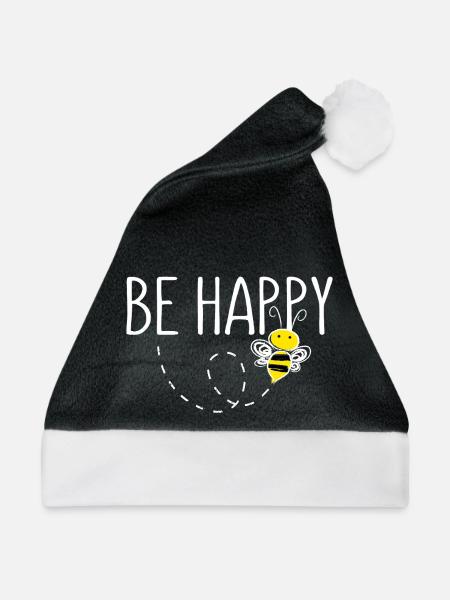 Be Happy Biene Statement Happy - Weihnachtsmütze - Schwarz/Weiß