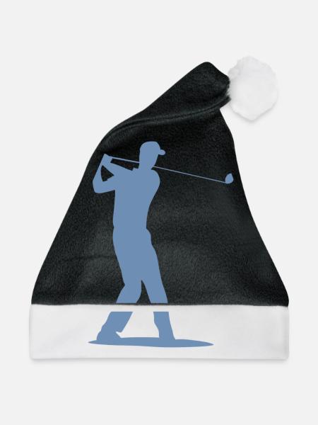 Golfspieler Silhouette - Abschlag Golf - Weihnachtsmütze - Schwarz/Weiß - Vorne