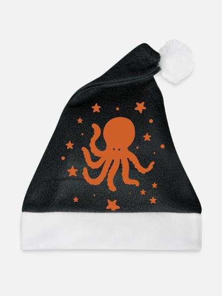 Oktopus Krake Zootier Meereswesen Tentakel - Weihnachtsmütze - Schwarz/Weiß - Vorne