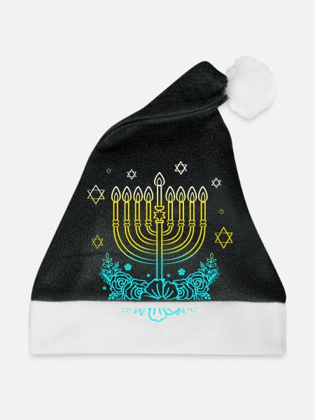 Chanukkah Hanukkah Hanukah Menorah - Weihnachtsmütze - Schwarz/Weiß - Vorne