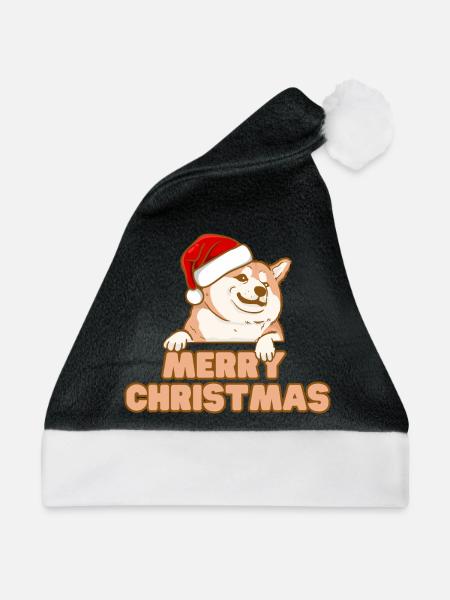 Merry Christmas Hunde Design für Weihnachten - Weihnachtsmütze - Schwarz/Weiß - Vorne