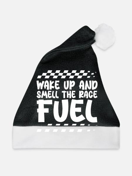 Wachen Sie auf und riechen Sie den Rennkraftstoff - Weihnachtsmütze - Schwarz/Weiß - Vorne