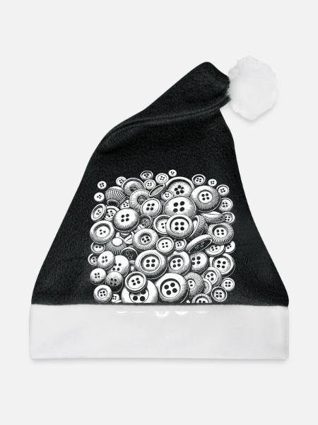 Knöpfe - Weihnachtsmütze - Schwarz/Weiß - Vorne