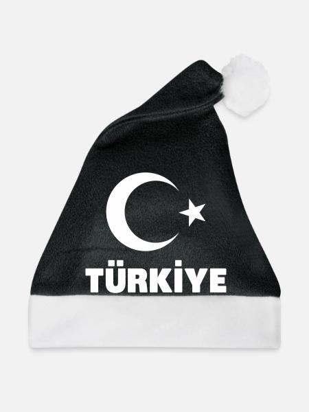 Türkiye mit Fahne - Weihnachtsmütze - Schwarz/Weiß - Vorne