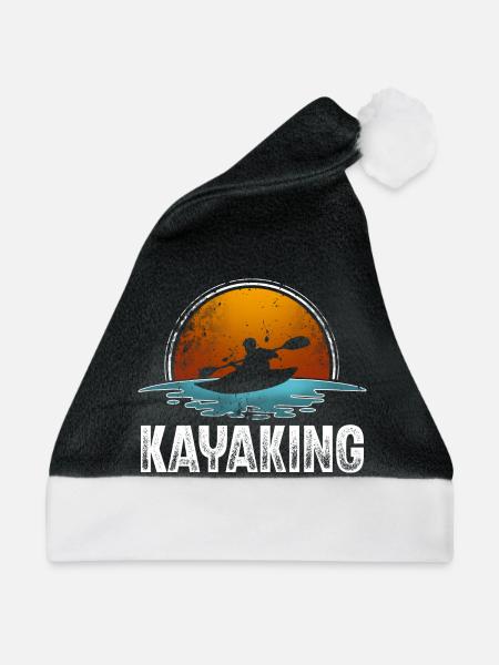 Kajak Kajakfahrer Kajaker - Weihnachtsmütze - Schwarz/Weiß - Vorne