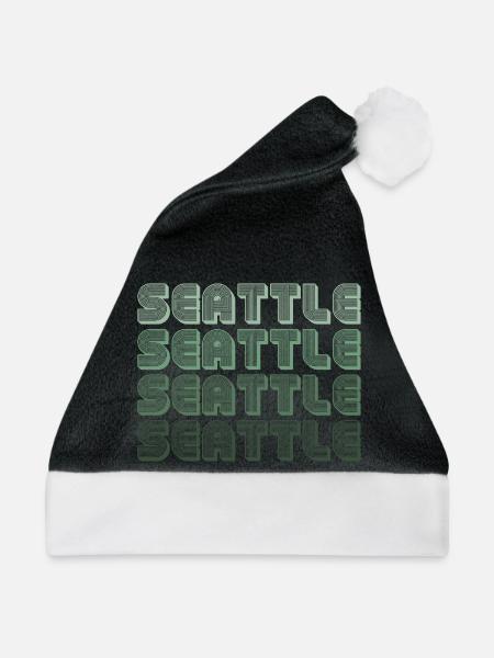 Seattle Retro Blockletters - Weihnachtsmütze - Schwarz/Weiß