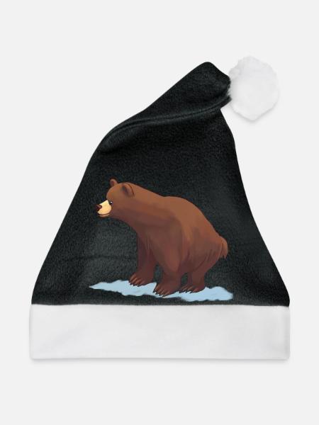 Braunbär (Gemälde) - Weihnachtsmütze - Schwarz/Weiß
