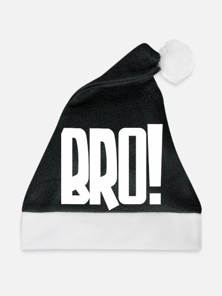 Bro! Großes Blockbuchstaben-Statement - Weihnachtsmütze - Schwarz/Weiß - Vorne