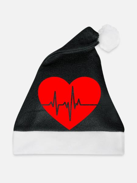 Herzschlag-Design mit EKG-Linie - Weihnachtsmütze - Schwarz/Weiß