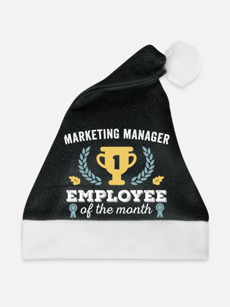Marketingleiter Mitarbeiter des Monats - Weihnachtsmütze - Schwarz/Weiß - Vorne