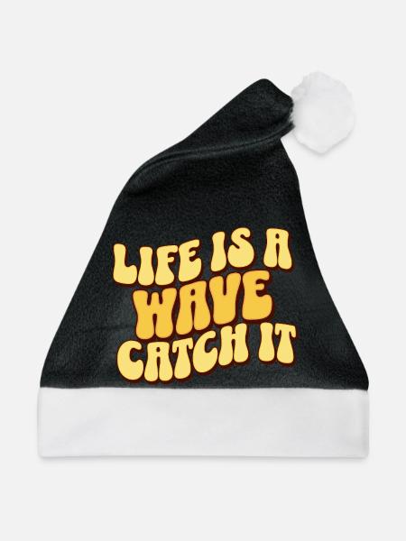 Life Is A Wave Catch It - Weihnachtsmütze - Schwarz/Weiß