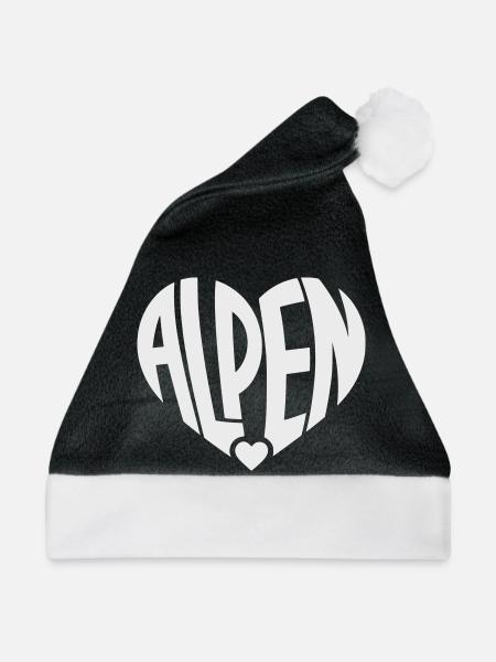 Alpen Herz-Logo - Weihnachtsmütze - Schwarz/Weiß