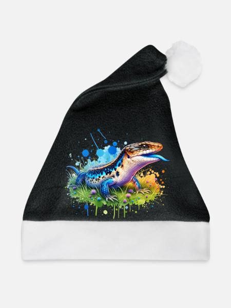 Blauzungenskink Geschenk - Weihnachtsmütze - Schwarz/Weiß