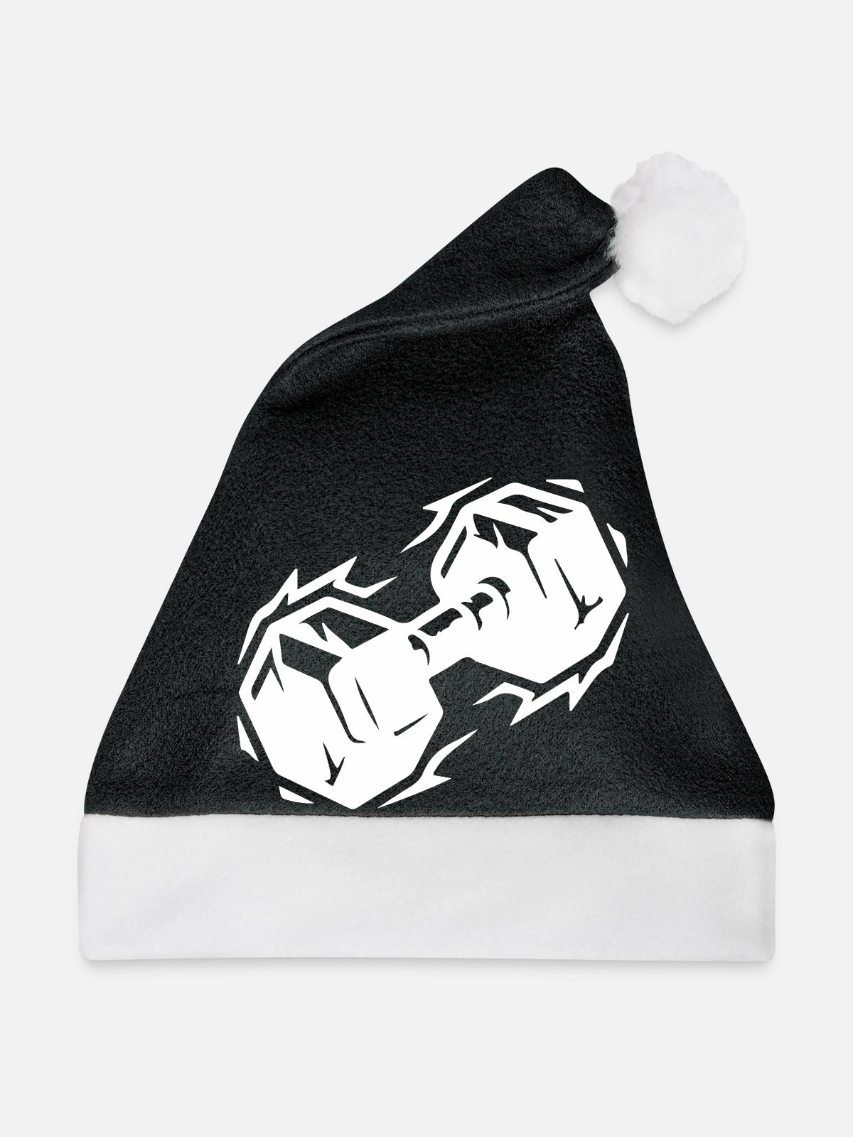 Hantel Symbol - Weihnachtsmütze - Schwarz/Weiß - Vorne