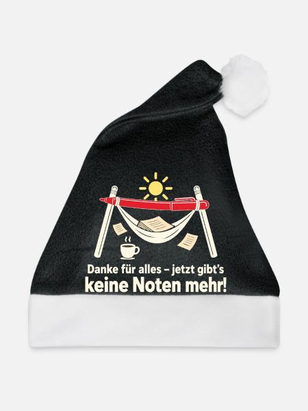 Lehrer Ruhestand Abschiedsgeschenk Keine Noten - Weihnachtsmütze - Schwarz/Weiß - Vorne