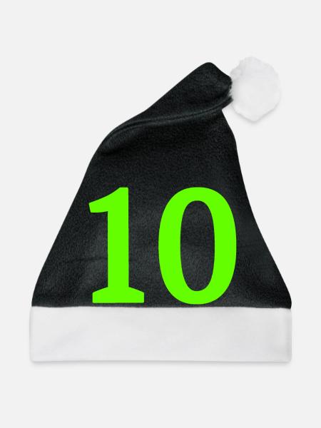 Anzahl 10 - Weihnachtsmütze - Schwarz/Weiß