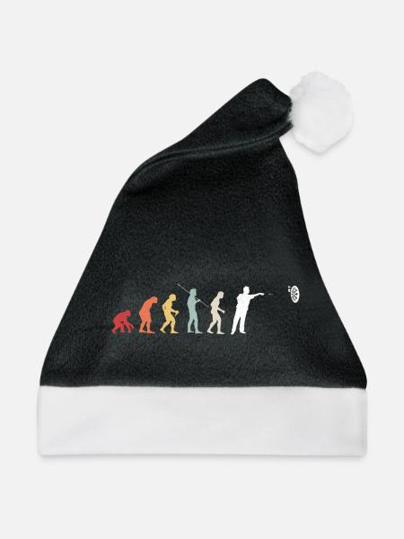 Dart Evolution Dartspieler Darten Darts Geschenk - Weihnachtsmütze - Schwarz/Weiß - Vorne