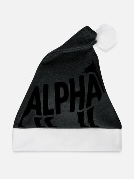 Alpha - Motivierendes Wolf-Logo - Weihnachtsmütze - Schwarz/Weiß