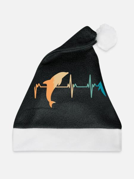Delphin-Herzschlag - Weihnachtsmütze - Schwarz/Weiß