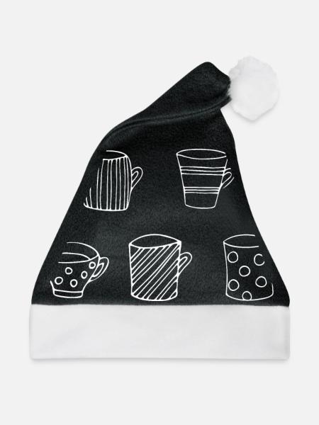 Teetassen Becher - Weihnachtsmütze - Schwarz/Weiß