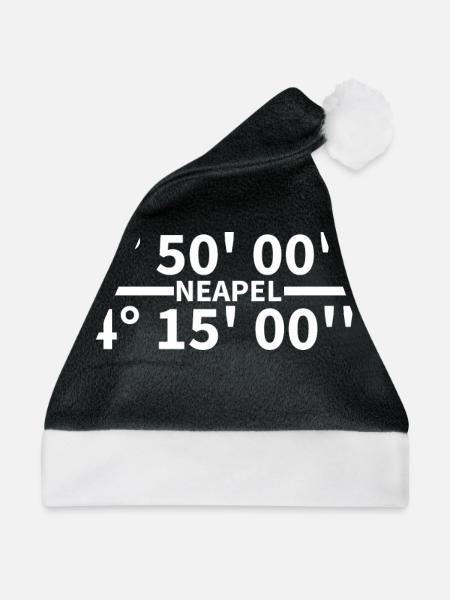Neapel Koordinaten - Weihnachtsmütze - Schwarz/Weiß - Vorne