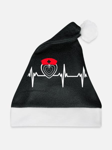 Herzschlag-Krankenschwester - Weihnachtsmütze - Schwarz/Weiß