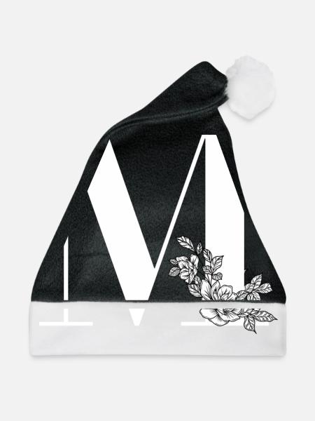 Buchstabe M - Weihnachtsmütze - Schwarz/Weiß - Vorne