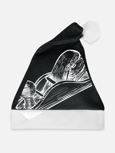Hobel Holzwerkzeug Schreiner - Weihnachtsmütze - Schwarz/Weiß - Vorne