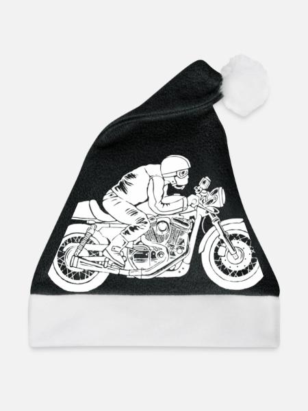 Motorradfahrer - Weihnachtsmütze - Schwarz/Weiß - Vorne