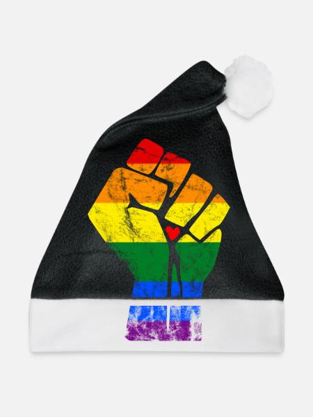 RAINBOW FIST - Weihnachtsmütze - Schwarz/Weiß - Vorne